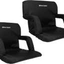 Stadium Seats - Bleacher Cushion with Padded Back Support and Armrests - 6 Reclining Positions Folding Stadium Chair with Carry Straps for Sports, Concerts, Camping, or Beach by Home-Complete (2-Pack)