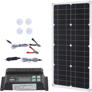 Pilipane 250W Solar Battery Charger Maintainer with 10A Char ge Controller, Monocrystalline Solar Panel Kit for 12V Battery of Car Boat Tractor Trailer RV Generator Shed Fence