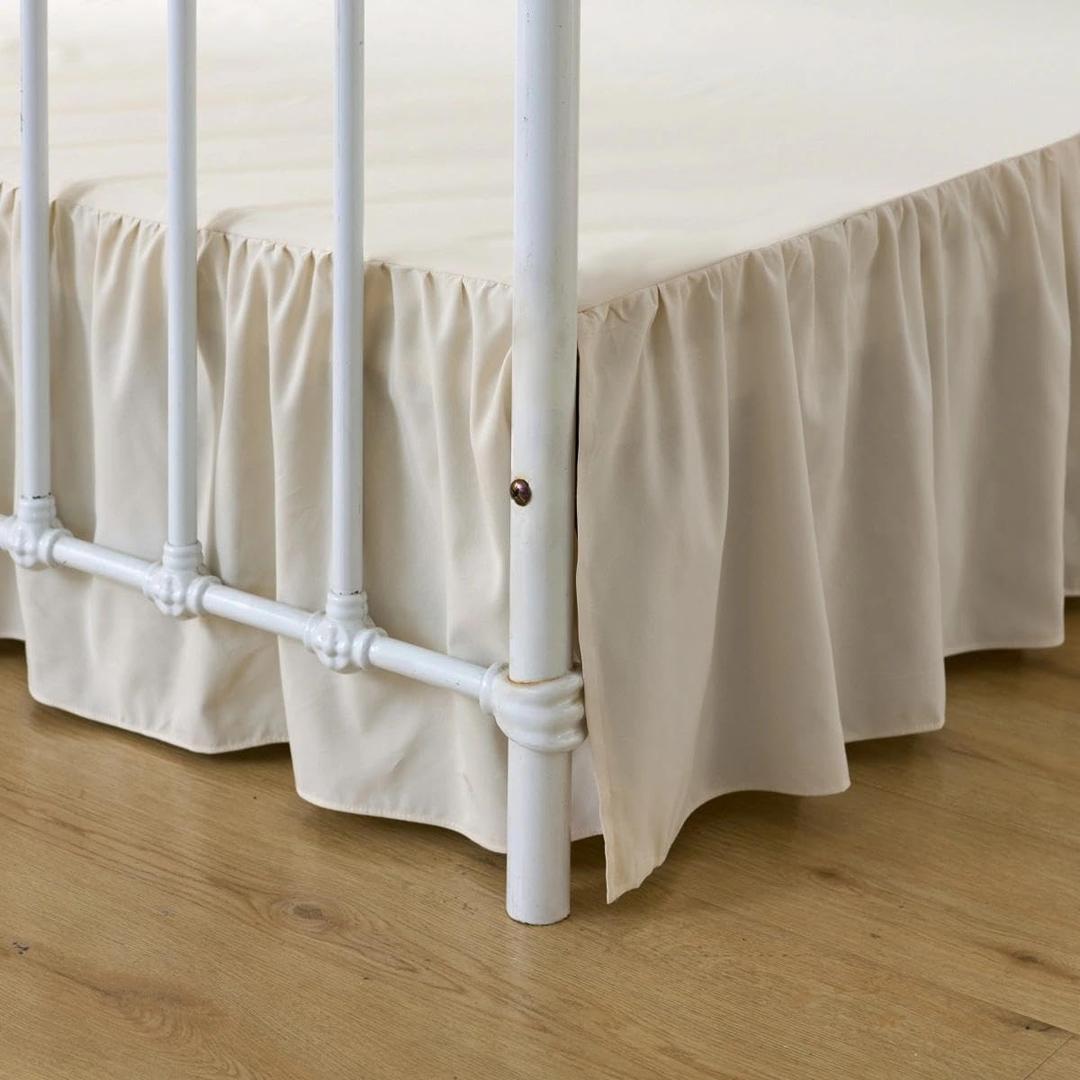 Bed Skirt Full Size Ruffled Bed Skirts with Split Corners, 12 Inch Drop Dust Ruffle Bed Skirt with Platform, Cream, Full - 12" Drop