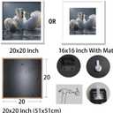 20x20 Picture Frame White Solid Wood for Mat 16x16 Wall Mounting Square Poster Frames