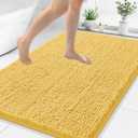 Smiry Luxury Chenille Bathroom Rugs 40x32, Extra Soft and Absorbent Shaggy Bath Mat, Machine Washable, Non-Slip Plush Carpet Runner for Tub, Shower, and Floor, Home Decor Accessories, Yellow