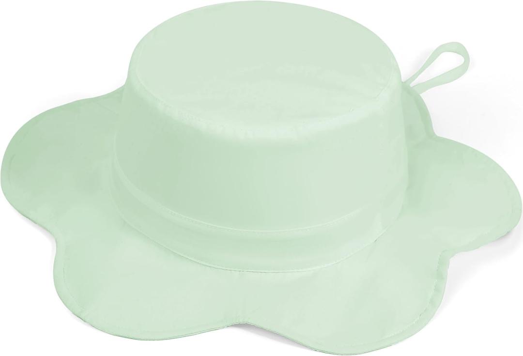 Baby Girl Sun Hat Infant Summer Beach Hats with UPF 50+ Toddler with Wide Brim Strap Outdoor Bucket Hat (Green)