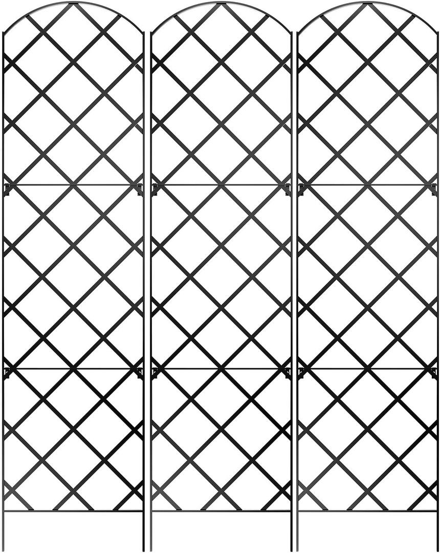 Giant Trellis, 108 high (9 Tall) by 28 Wide Trellis with Arched top - Pack of 3 Complete trellises - By Meranti Home + Garden