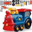 BASUN Toddler Take Apart Toy Set with Electric Drill, DIY Electric Train Assembly, STEM Building Learning Toys, Xmas Gifts for 3-8 Year Old Boys & Girls