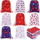 Qunclay 24 Pcs Patriotic Gift Bags 4th of July Drawstring Bags Independence Day Party Favor Bags American Flag Patriotic Stars Candy Goodie Treat Bag for Independence Day Memorial Day Veterans Day