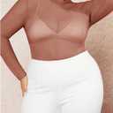 COZYEASE Women's Plus Size Sheer Mesh Tops Mock Neck Long Sleeve Tee Tops Trendy Slim Fit Clubwear (L)