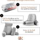 Nestl Reading Pillow with Shredded Memory Foam Includes 2 Neck and Lumber Support Pillows, Designed for Sitting Up in Bed and Couch, Back and Arms Adjustable Support for Adult & Teens, Light Grey, Large 22"
