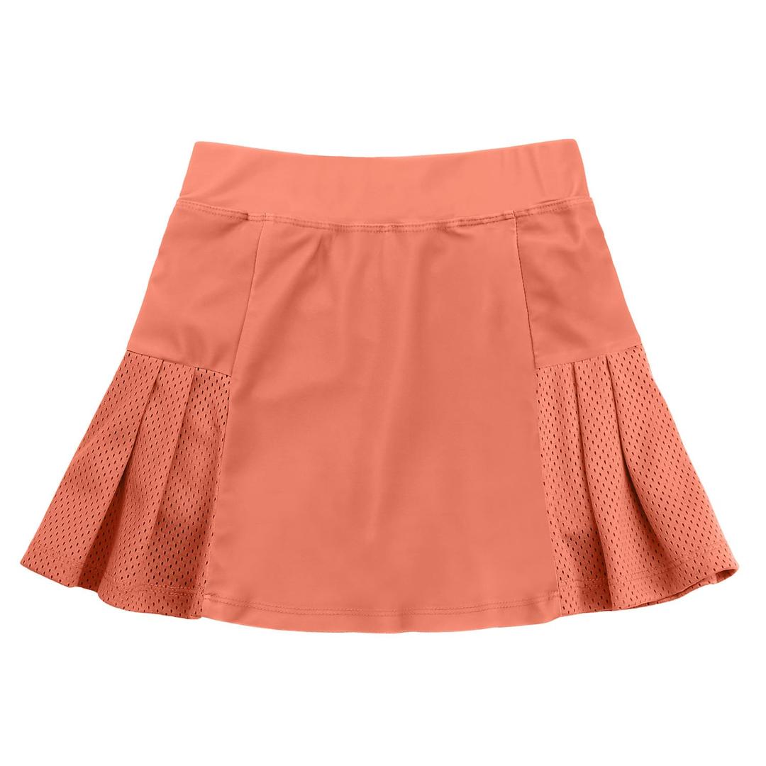JESKIDS Girls' Tennis Golf Skirts with Shorts Pickleball Athletic Pleated Skort 8-9 Years Dazzling Orange (Orange)