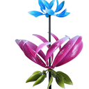 Large Wind Spinner Outdoor, 91.3" Metal Flowers Wind Spinner with Heavy-Duty Stakes, 360° Rotating Triple-Layer Kinetic Yard Art for Home Outside Garden Lawn Backyard Patio Decor