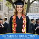 2026 Red Gold Graduation Leis Decorations with Pins, Class of 2026 Grad Embroidery Patches Party Supplies for High School College Graduation