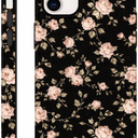 Flower Phone Case for iPhone 12 
Cute Vintage Rose & Vine Pattern Floral Phone Case, Girly Trendy Exquisite TPU Shockproof 2-in-1 Double Protective Cover for Girls Women
