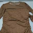 Zeagoo Women's Mesh Blouses Sexy Sheer Long Sleeve Shirts Crew Neck Going Out Tops Fall Lace Clothes M