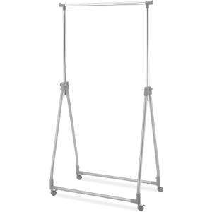 Whitmor Foldable Garment Rack - Rolling Clothes Rack - Adjustable Height - Silver