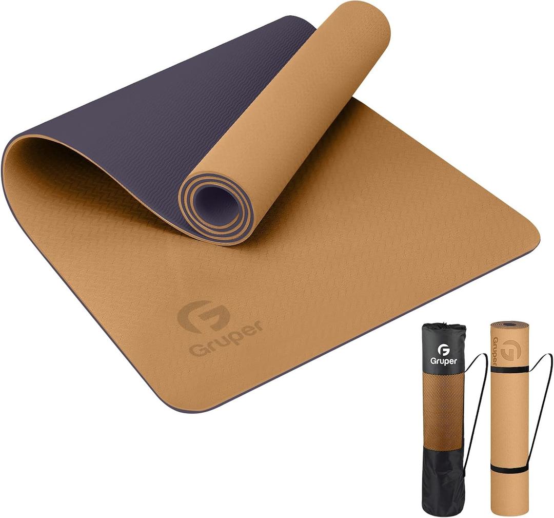 Gruper Yoga Mat Non Slip, Eco Friendly Fitness Exercise Mat with Carrying Strap,Pro Yoga Mats for Women,Workout Mats for Home, Pilates and Floor Exercises