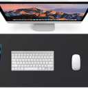 Mouse Pad with Wireless Charging, PU Leather Fast Charging Gaming Mouse Pad, Waterproof Anti-Slip Surface, Easy Clean Office Table Mat, 32L x 16W x 0.15H inches, Black(Left Side Charging Port)