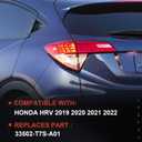 Tail Light Compatible With 2016-2022 Honda HR-V HRV Sedan Outer Right Passenger Side Taillight Replace 33502-T7S-A01