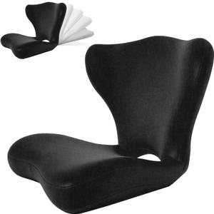Adjustable Backrest Memory Foam Lumbar Support Pillow,Back Support Cushion for Office Chair,Home, Meditation on Floor,Lower Back Pain Relief,Posture Corrector,Removable Washable Cover(BLACK)