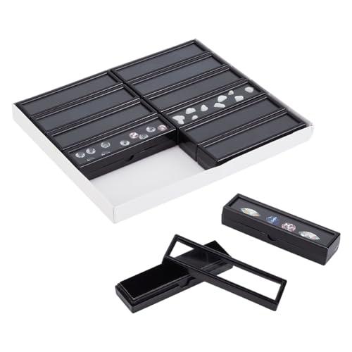 PH PandaHall 12pcs Diamond Display Box Rectangle Jewelry Storage Case Small Gem Container Holder Black Gemstone Container Box with Lid and Velvet for Loose Stone Crystal Rhinestone Collectibles