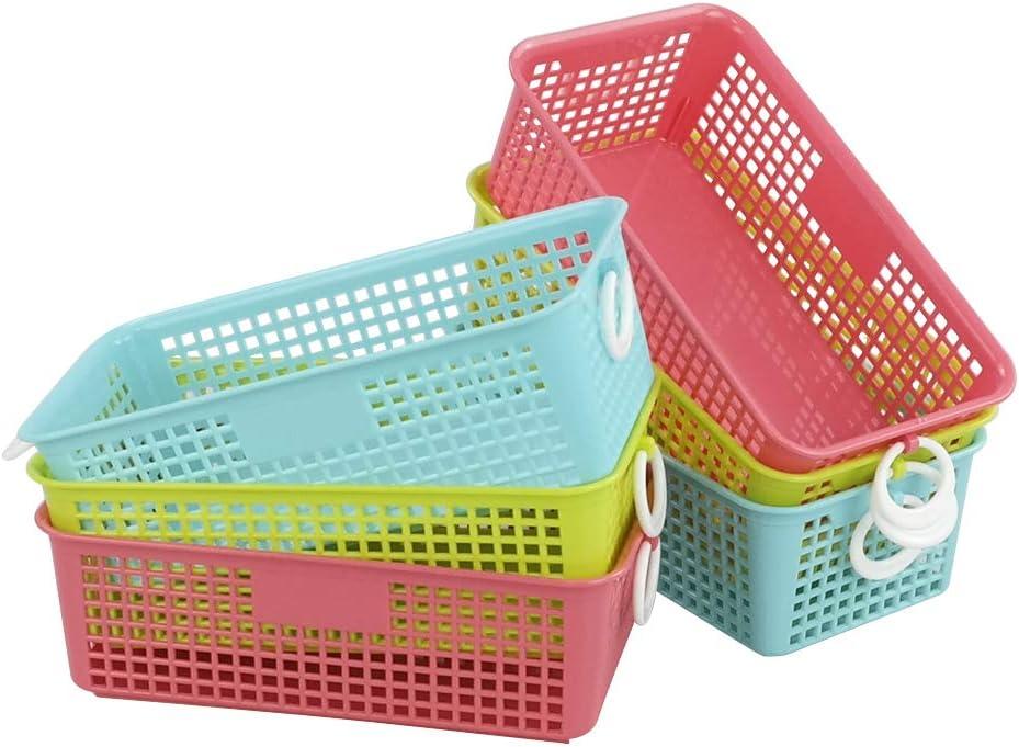 Plastic Office Desktop Storage Basket, 6 Packs Small Colored Baskets