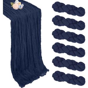 6 Pack Navy Blue Cheesecloth Table Runner 10ft Boho Gauze Fabric Cheese Cloth Table Runner 35 x 120 Inch Rustic Sheer for Romantic Wedding Decor Baby Shower Party Table Decoration