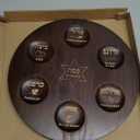 12 Inch Wooden Passover Seder Plate with Hebrew and English Etched Design with Sections for Seder Ceremonial Foods Passover Jewish Party Pesach Table Traditional Judaism Decoration