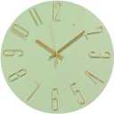 bakbrand Wall Clock 12 Inch Silent Non-Ticking Imitation Wood Indoor Clock Round Green Decor Clock Modern 3D Figures Quartz Wall Clocks for Home, Hotel, Office, School