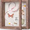 8x8 Shadow Box Frame with Linen Back - Sturdy Rustic Memory Display Case of Flower, Pictures, Medals and More, Rustic Brown