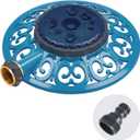 Melnor 65102-AMZ Sprout Metal 8-Pattern Sprinkler and QuickConnect Product Adapter Amazon Bundle, Blueberry Blue