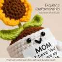 Gifts for Mom Mothers Day Cute Handmade Crochet Sunflower Pot with Message Card - Christmas Birthday for Mom from Daughter/Son