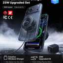 TORRAS PolarCircle Qi2.2 Wireless Charger, 25W Cooling Magnetic Pad for Samsung Galaxy S26/S25, Wireless Charger for iPhone 17/16 with 360Spin Stand, Semiconductor Phone Cooler, with 45W IceNano Plug