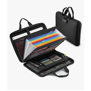 Fireproof Document Box with Combination Lock, Hard-Shell Fireproof File Organizer for Legal Documents, Laptop, Valuables & Important Papers, 13-Pocket Accordion File Folder