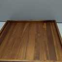 Extra Large Square Ottoman Tray for Living Room Coffee Table 21 x 21 Inch Decorative Acacia Wooden Serving Tray with Leather Handles for Breakfast in Bed Dinner Food TV (Color Natural)