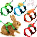 Tondiamo 4 Sets Adjustable Bunny Rabbit Harness and Leash Set Small Pet Cute Vest Harness Leash with Decoration for Bunny Ferret Small Pets(Fruit)
