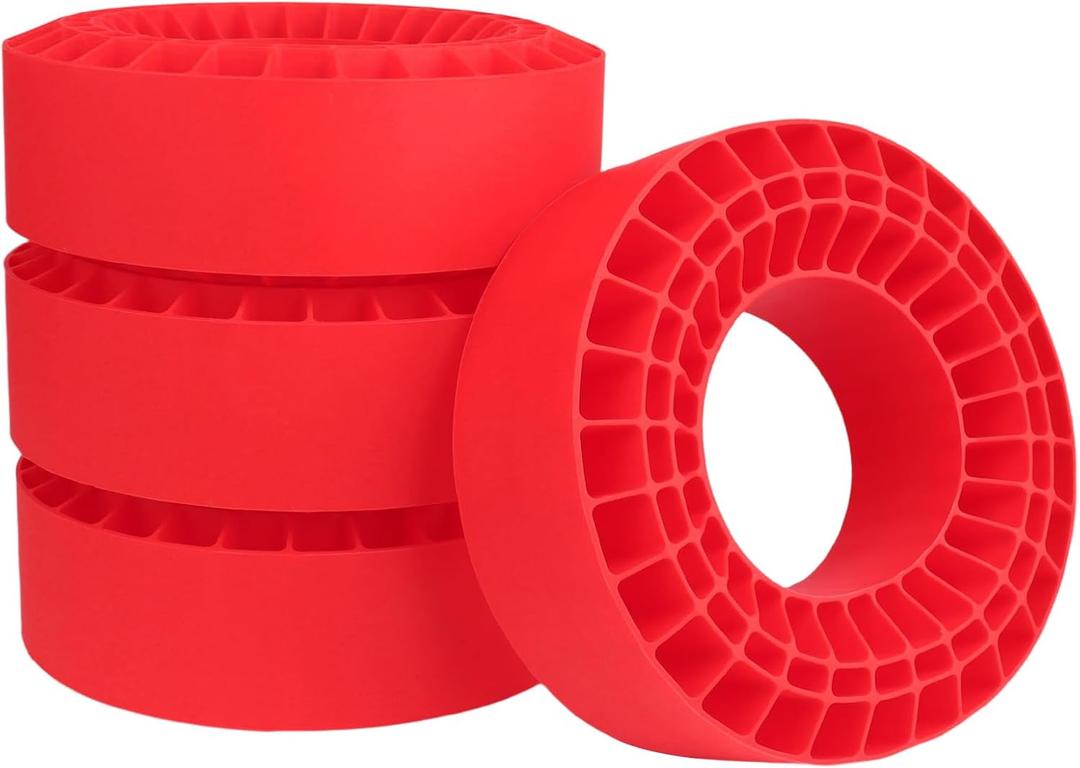 Soft 2.2" Silicone Tire Inserts, 4Pack, Fits 132134mm (5.25" OD) Crawler Tires, Waterproof Foam Replacement for 1/10 RC Crawlers, 12545mm, Enhanced Traction & Sidewall Support (Red)