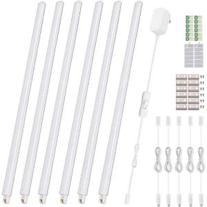 Cefrank LED Under Cabinet Lighting 6-Pack 12 inch Seamlessly Linkable Strip Light Bars for Cabinet, Kitchen, Shelf, Workbench, Cupboard Lighting, 1200 Lumen, Warm White 3000K