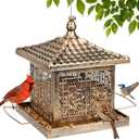 Metal Bird Feeder for Outdoors, 8.6LB Large Capacity Wild Bird Feeders Hanging for Outside, Rustproof Weatherproof with 4 Perches, Attract Cardinals Bluebirds Finches Chickadees Garden Decor