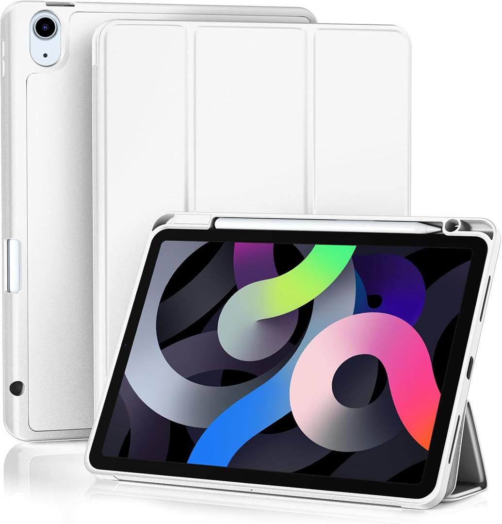 Akkerds Compatible with iPad Air 11 Inch Case 8th/7th/6th Generation (M4/M3/M2) 2026/2025/2024, for iPad Air 5th/4th Generation Case 10.9 Inch 2022/2020 with Pencil Holder[Auto Sleep/Wake], White