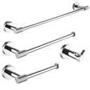 4-Piece Modern Bathroom Hardware Set: Stainless Steel Towel Bar, Robe Hooks & Toilet Paper Holder -304 Steel Rustproof, Spa-Grade Chrome Finish for Stylish Bathrooms