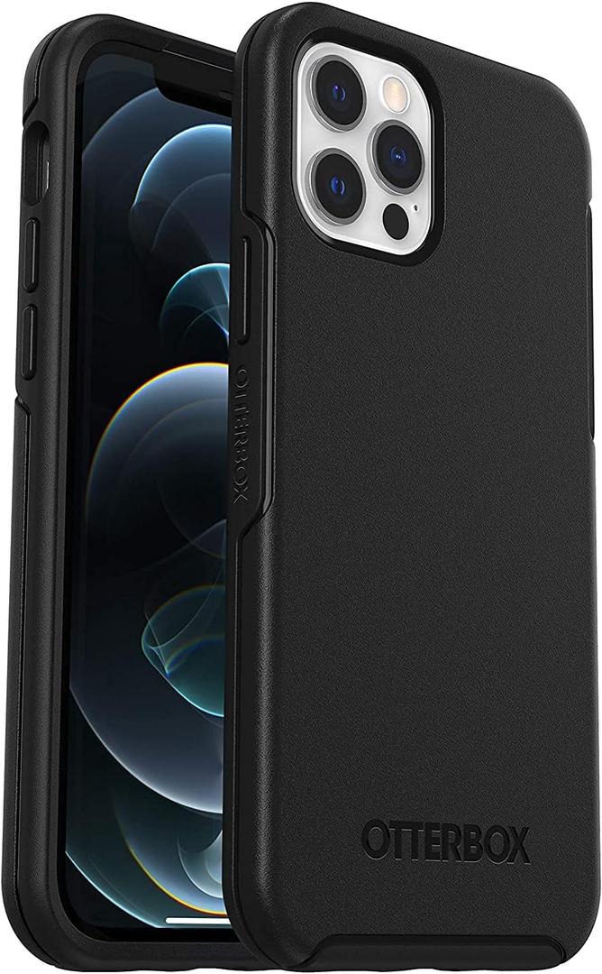 OtterBox iPhone 12 & iPhone 12 Pro Symmetry Series Case - Black, Ultra-Sleek, Wireless Charging Compatible, Raised Edges Protect Camera & Screen