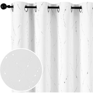 SMILE WEAVER White Christmas Curtains 84 Inch Long for Bedroom,Room Darkening Curtains with Star Design Soft Thick Thermal Insulated Window Drapes for Living Room,Set of 2 Panels