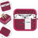 MOWIME Cheetah Print Case for AirPods Pro 2nd Generation, Shockproof Soft TPU Protective Cover with Keychain for Women Girls, Anti Scratch Case for AirPods Pro, Hot Pink