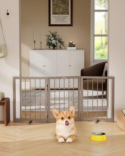 Cideny Free Standing Dog Gate Indoor, Foldable Dog Gate for Doorways Stairs Hallways, 3-Panel Freestanding Pet Gate with Support Feet for Stability, Folding Puppy Gate Easy to Move, Doggy Gate 54"x24"