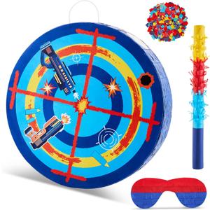 Lewtemi 13.3 Inch Shooting Targets Piata Dart Theme Battle Piata Set with Blindfold, Stick and Confetti Birthday Boy Decorations for Birthday Parties, Kids Carnival, Holiday