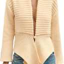 Womens Cardigan Sweaters 2025 Fall Trendy Chunky Open Front Sweater Long Sleeve Oversized Knitted Outerwear Coats (Beige)