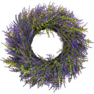 26'' Large Lavender & Eucalyptus Wreath for Front Door, Window - Artificial Eucalyptus Leaves Greenery Outdoor Wreath for Wedding Farmhouse Porch Wall Room Home Decor (Purple)