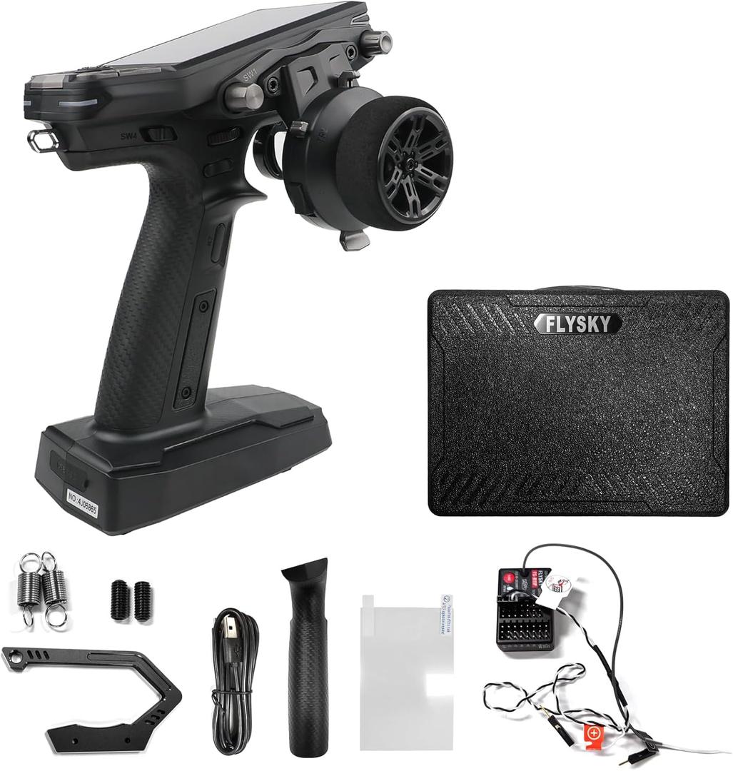 Flysky FS-G11P Radio Transmitter, 2.4GHz 11CH Transmitter with FS-R11P Receiver Combo, IPS Display, Colorful Lighting Control, Ultra-Low Energy Consumption Suitable for ANT Models RC Toys