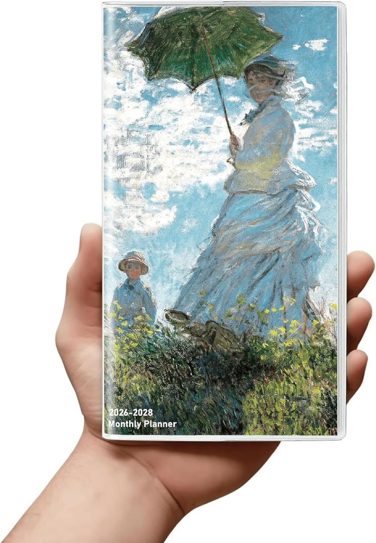 Pocket Calendar 2026-2028 Art Series, Monthly Planner Jan 2026 to Jul 2028 (3.7" x 6.7") Perfect Purse Calendar, Pocket Agenda with Protective Plastic Sleeve-Woman