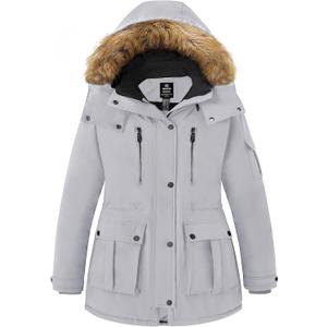 wantdo Plus Size Winter Coats for Women Parka Overcoat Warm Winter Jacket with Hood (2X, Gray)