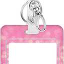 2 x Cute Badge Holder with Retractable Reel, Vertical Id Badge Case for Work, Office, Nurse, Teacher, Women, Student Gifts, Heavy Duty Card Protector with Carabiner Clip-Pink