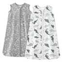Unnivoll Baby Sleep Sack 6-12 Months 1.0 Tog Baby Wearable Blanket 100% Cotton Sleeping Sack with 2-Way Zipper for Infant Newborn Gray White Dinosaur (Medium)